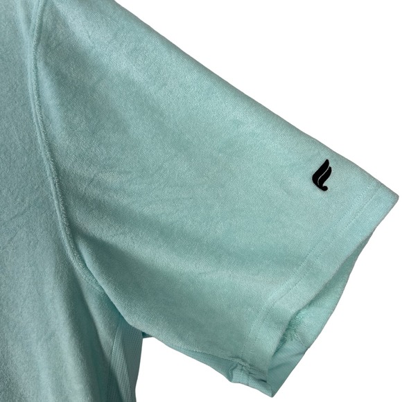 Fabletics Shirt Men Blue Terry Cloth Front Button Shirt XL - Picture 3 of 7